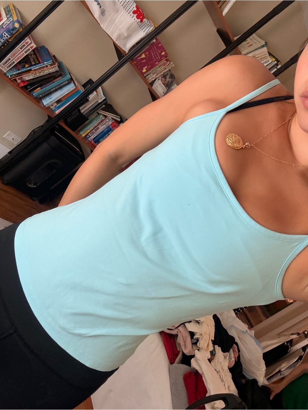 Lands' End Light Aqua Scoop Tank Top